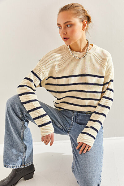 Bianco Lucci Women's Striped Thessaloniki Knitted Knitwear Sweater