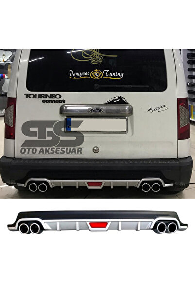 STS Oto Aksesuar Ford Connect Difüzör Arka Tampon Eki 4 Egzoz Çıkışlı Gri Tip