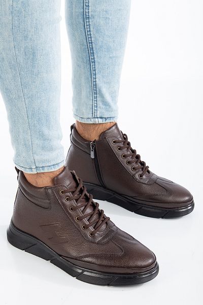 YADE MODA Genuine Leather Full Orthopedic Special Sole With Fur Inside Cold Weather Resistant Rubber Sole Men's Boots