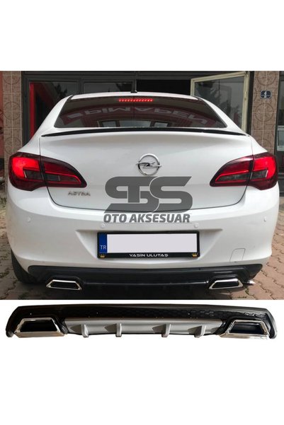 STS Oto Aksesuar Opel Astra J Difüzör Arka Tampon Eki 2 Egzoz Çıkışlı Gri Lüx...