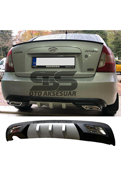 STS Oto Aksesuar Hyundai Accent Era Difüzör Arka Tampon Eki 2 Egzoz Çıkışlı Gri