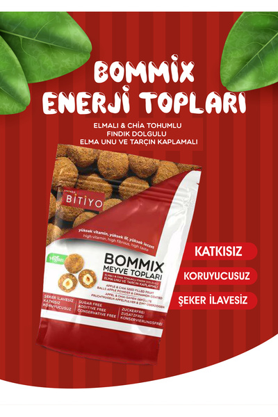 ANINDA BİTİYO Bommix Meyve Topları Elmalı Chia Tohumlu Fındık Dolgulu Tarçın ...