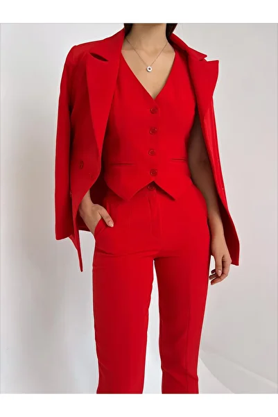 AÈC PRIVÈ Women's Cup Blouse Blazer Jacket Vest Trousers Triple Set