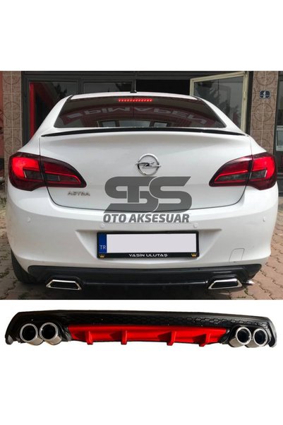 STS Oto Aksesuar Opel Astra J Difüzör Arka Tampon Eki 4 Egzoz Çıkışlı Kırmızı...