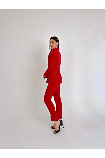 AÈC PRIVÈ Kadın Kuplu Bluz Blazer Ceket Yelek Pantolon Üçlü Takım