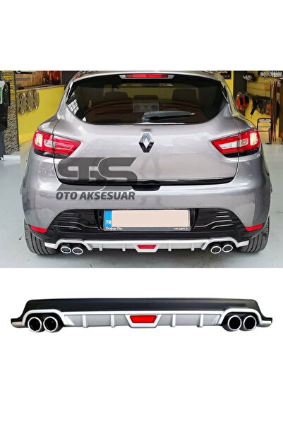 STS Oto Aksesuar Renault Clio 4 Difüzör Arka Tampon Eki 4 Egzoz Çıkışlı Gri Tip