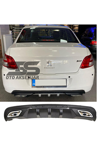STS Oto Aksesuar Peugeot 301 Difüzör Arka Tampon Eki 2 Egzoz Çıkışlı Siyah Uy...
