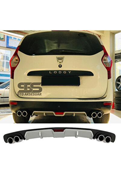 STS Oto Aksesuar Dacia Lodgy Difüzör Arka Tampon Eki 4 Egzoz Çıkışlı Gri