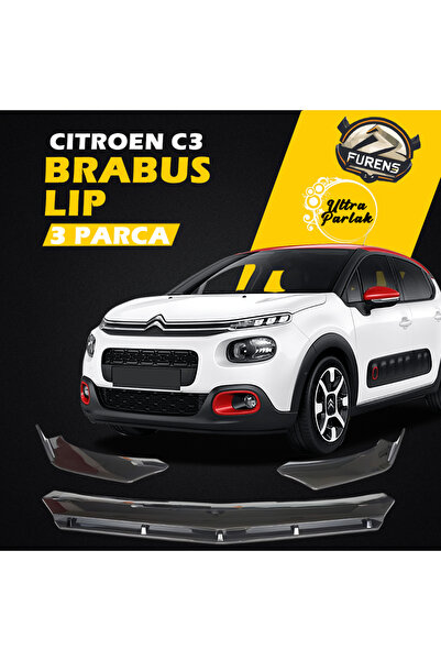 STS Oto Aksesuar Citroen C3 2016 - 2021 Uyumlu Brabus Ön Lip 3 Parça Kanatlı Lip