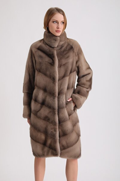 Leather Club Naturel Gümüş Vizon Kaban