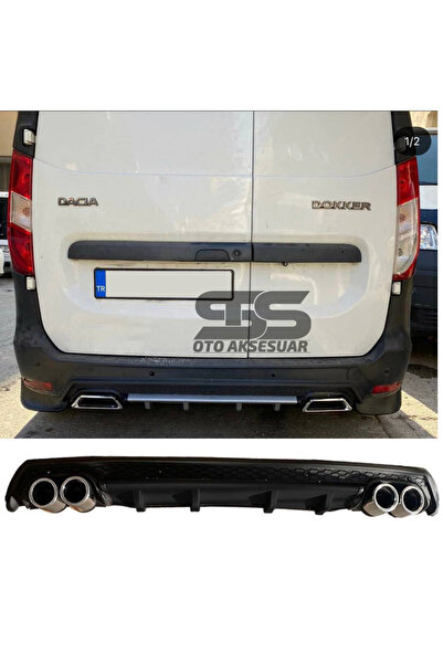 STS Oto Aksesuar Dacia Dokker Difüzör Arka Tampon Eki 4 Egzoz Çıkışlı Siyah L...