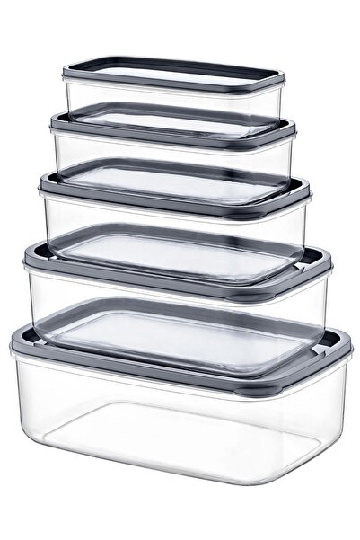 Mila Home Life Set of 5 Embox Rectangular Food Storage Container Anthracite