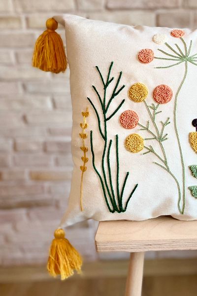 SWITA Husă de pernă cu design special, brodat cu perforare, unică, decorativă (panch)