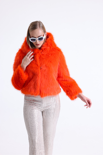 KürkZone ΓΥΝΑΙΚΕΙΟ ΚΡΟΠ ΠΑΛΤΟ ΜΕ ΚΟΡΥΦΑΙΑ ΚΑΜΠΑΝΙΑ ΚΟΝΤΟ ΠΑΛΤΟ ΚΡΟΠ