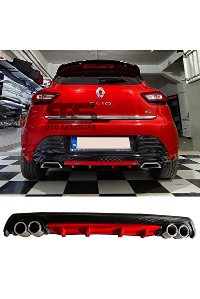 STS Oto Aksesuar Renault Clio 4 Uyumlu Difüzör Arka Tampon Eki 4 Egzoz Çıkışl...