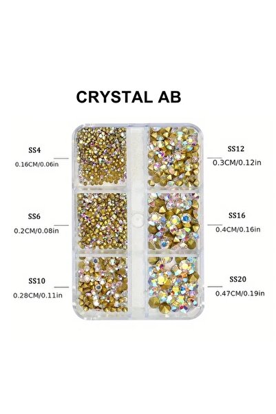 Venalisa 6 Farklı Boy Gold Crystal Tırnak Süslem Taş Nail Art
