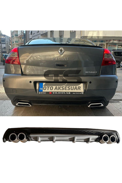 STS Oto Aksesuar Renault Megane 2 Sedan  Uyumlu Difüzör Arka Tampon Eki 4 Egz...