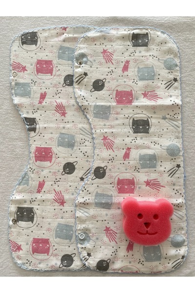 MASALBABY مريلة مزدوجة الطبقات من الموسلين / غطاء كتف وإسفنجة حمام