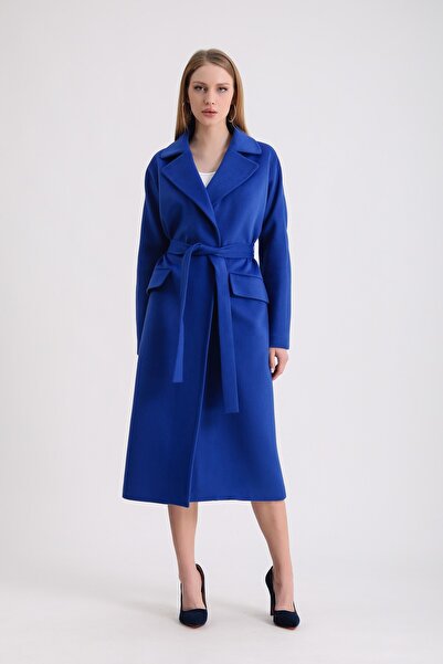 Leather Club Saks Mavi Kaşmir Kaban