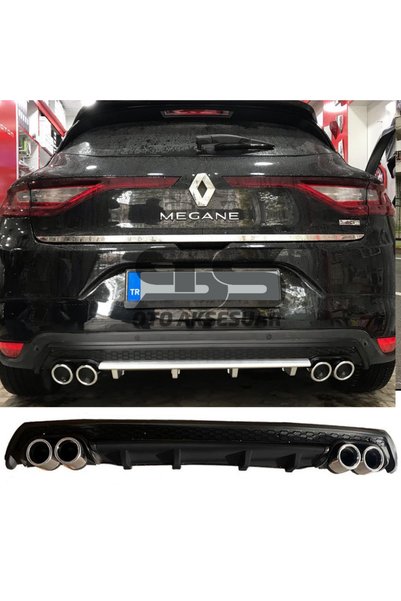 STS Oto Aksesuar Renault Megane 4 Difüzör Arka Tampon Eki 4 Egzoz Çıkışlı Siy...
