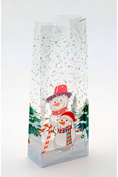 Neşeli Dükkan Yılbaşı Yeni Yıl Temalı Orta Boy Kurabiye Şeker Çikolata Paketi 10 adet Hediye Poşeti