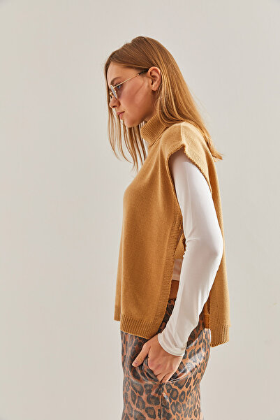 Bianco Lucci Women's Turtleneck Belt Tie Knitwear Sweater