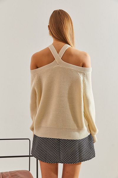 Bianco Lucci Women's Cross Strap Knitwear Sweater