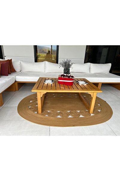 BHR Creative Jüt Hasır Halı Kilim Yolluk Paspas Oval Kurabiye Modeli Dekorati...