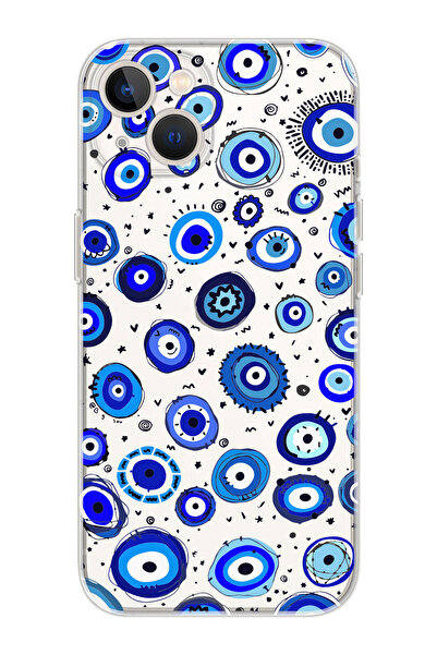 shoptocase Iphone 15 Uyumlu Nazar Boncukları Tasarımlı Premium Şeffaf Telefon...