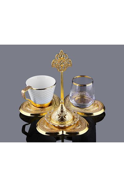 MOS'EV Single Gold Metal Porcelain Coffee Set