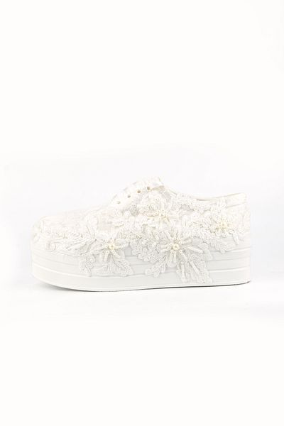 E&L Company 6cm PADDED HEELLace and pearl embroidered