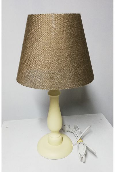 TEKAY AYDINLATMA Cream Wooden Leg Wicker Head Lampshade