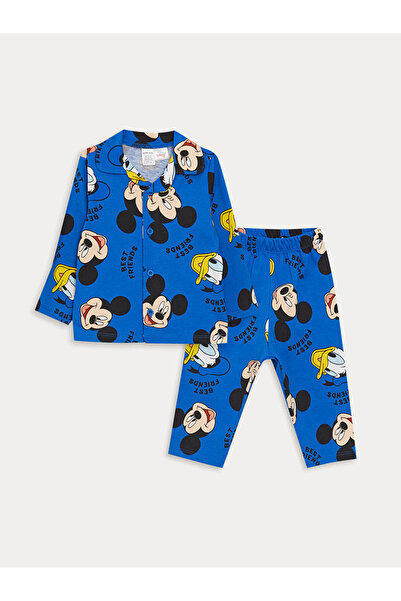 LC Waikiki LCW Бебешка риза с яка и дълъг ръкав Комплект пижами с принт на Ми...