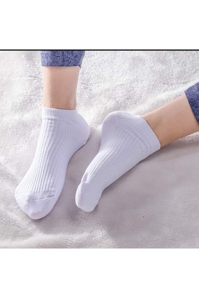 WORTHY SOCKS 5 db női bordás rövid, fehér cipózoknit tartalmazó csomag