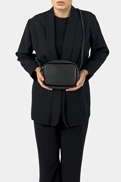 Frank Martin Women's Urban Black Cross Strap Zippered Adjustable Strap Model Handbag and Shoulder Bag