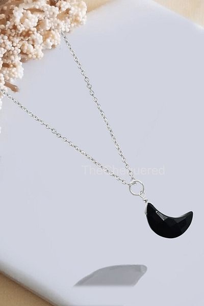 Tesbih Atölyesi Moon Model Onyx Stone Necklace