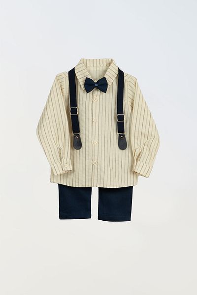 LULU Kids Boy's Suit with Bow Tie and Strap "ezgi" Model