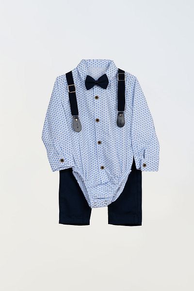 LULU Kids Costum pentru băiat cu papion, cămașă body și slopet model „Wind