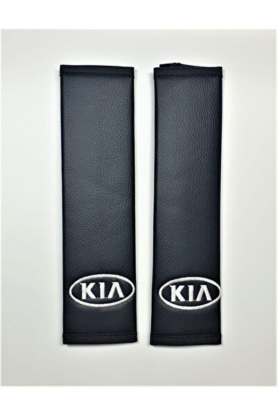 MR Kıa Logolu Deri Emniyet Kemeri Kılıfı Siyah Kıa Armalı