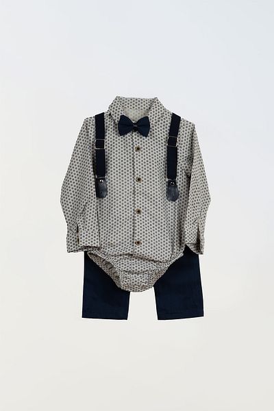 LULU Kids Boy's Suit with Bow Tie, Bodysuit Shirt and Slopet Model "Wind