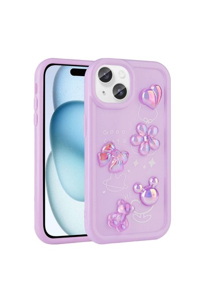 Rivor Apple iPhone 15 Plus Uyumlu Kılıf Metal Kamera Korumalı Kabartma Figürl...