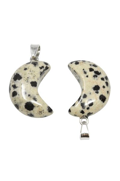 Tesbih Atölyesi Certified Moon Model Real Dalmatian Jasper Stone Necklace