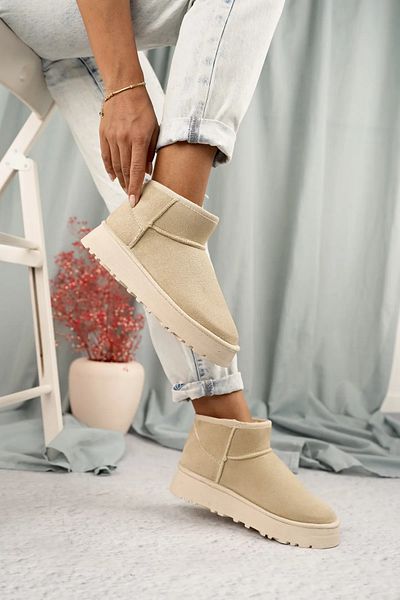 TOBAİ Γούνινο εσωτερικό Χειμερινό Mini Suede Επίπεδη Ορθοπεδική Σόλα Ζεστή Γυναικεία Μποτάκια