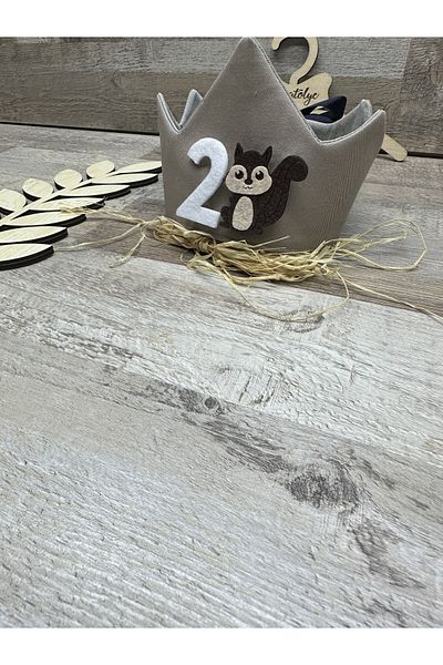 Feriatolye Squirrel concept birthday crown for 1 year old 2 year old 3 year old