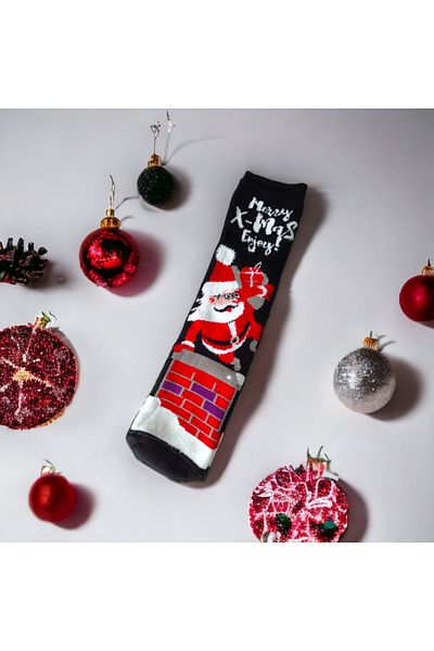 Sembol New Year Themed Women's Men's Towel Socks Christmas New Year Size 36-43