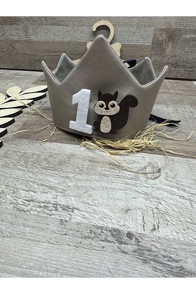 Feriatolye Squirrel concept birthday crown for 1 year old 2 year old 3 year old