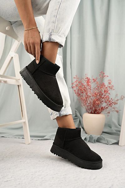 TOBAİ Fur Lined Winter Mini Suede Flat Orthopedic Sole Warm Ankle Boots Women's Shoes UGG