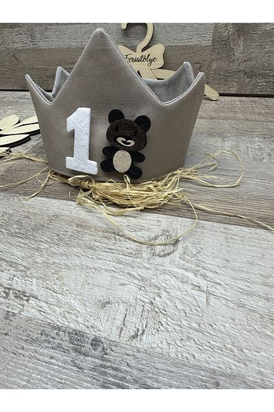 Feriatolye Teddy bear concept, 1 year old, 2 year old, 3 year old birthday party crown