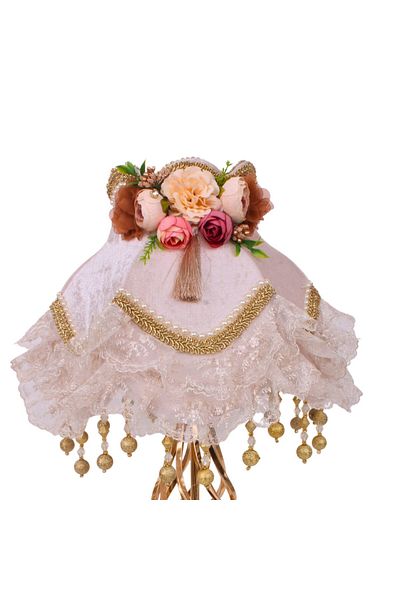 Dekovien Gold Dangled Mink Velvet - Lace Decorated Vintage Lampshade 30x50cm AB1006