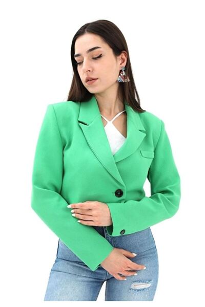Generic Brand Κοντό μπουφάν Green Crop Blazer